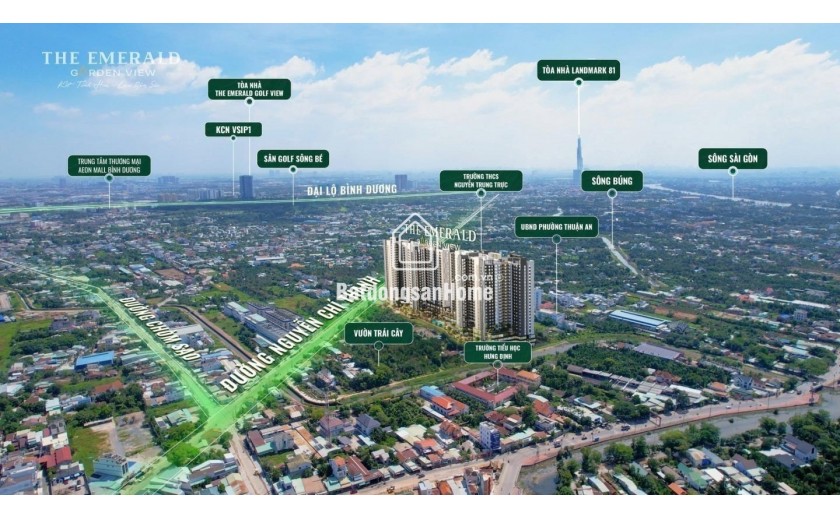 Nhận ngay căn The Emerald Garden View Chuẩn sống đôi xanh giữa lòng Thuận An, Bình Dương Chỉ từ 35 triệu/m²